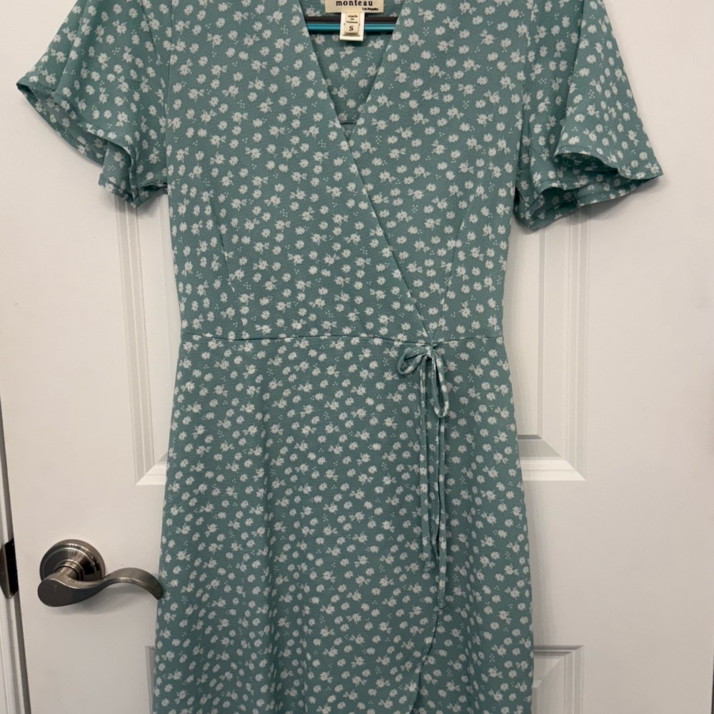 Monteau Teal Floral Midi Dress